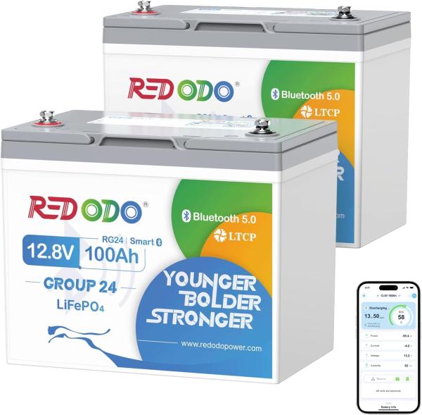 Redodo LiFePO4 12V 100Ah 1,28kWh Group24 BlueTooth akkumulátor